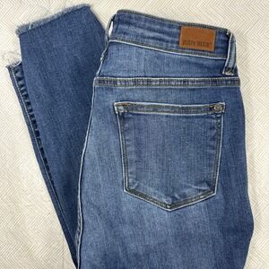 Judy Blue Jeans Womens 7/28 Distressed Leopard Patch Skinny Blue‎ Denim (28x28)